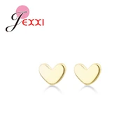 wholesale price 925 sterling silver smooth hearts stud earrings for women silver small earrings fine jewelry brincos