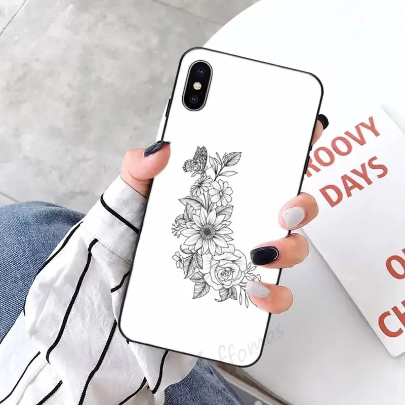 

Rose flower peony skeleton snake Phone Case Candy Color for iPhone 6 7 8 11 12 s mini pro X XS XR MAX Plus