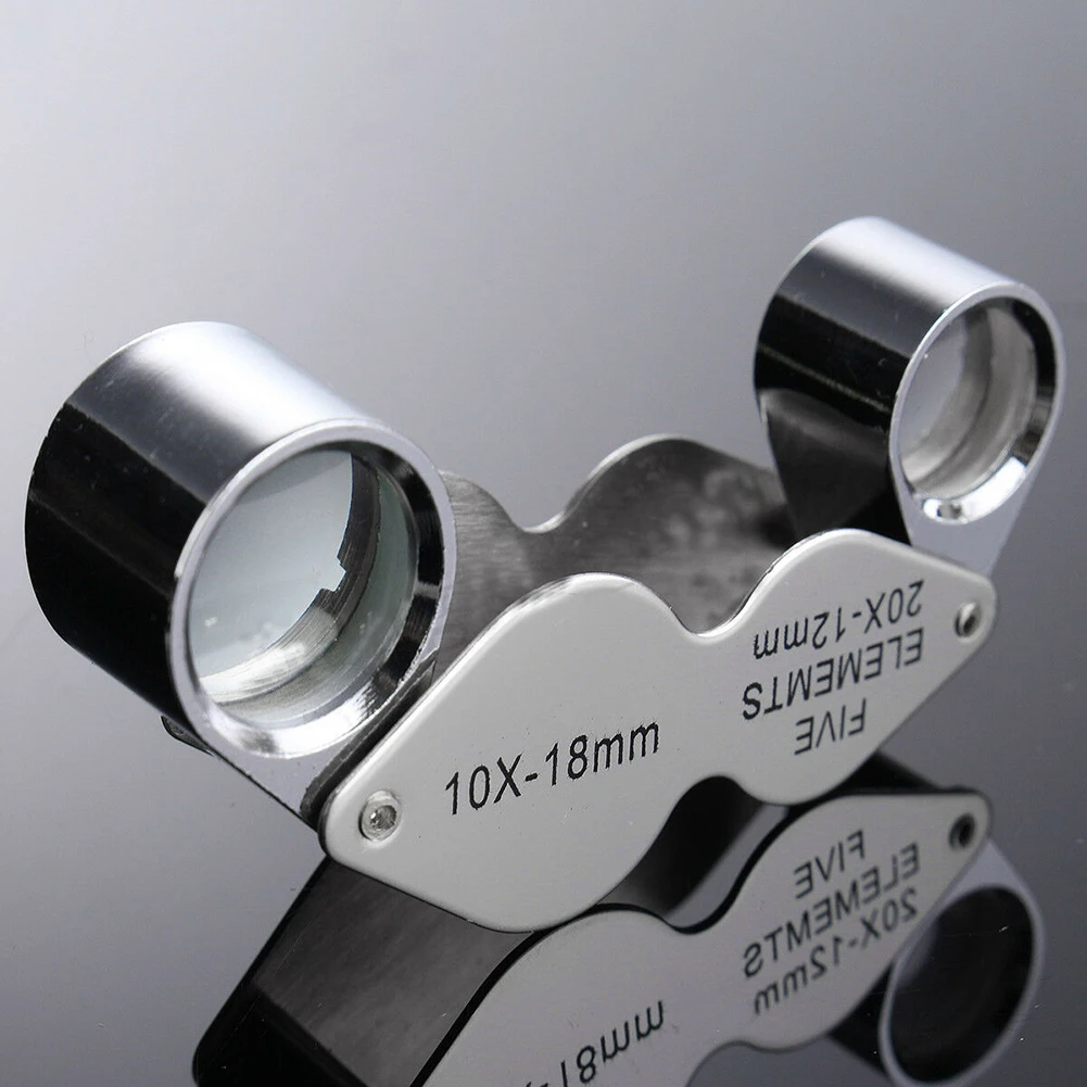 Ручная лупа для монет с двойными линзами прочная Ювелирная Лупа 10X 20X Складная
