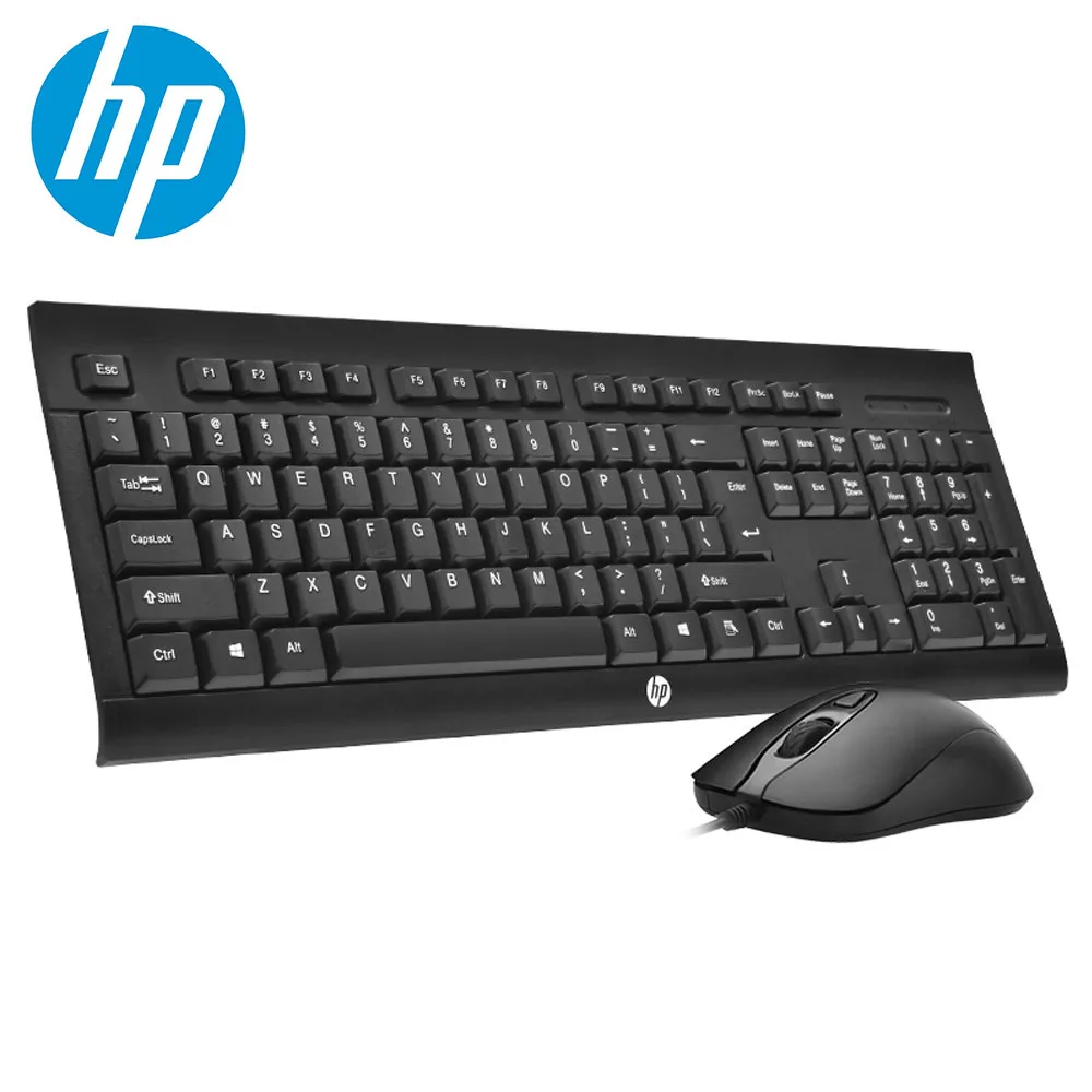 Hp KM100 Проводная клавиатура и мышь Usb Whaterproof клавиатура мышь комбо набор эргономичный дизайн для ноутбука настольного ПК - Цвет: Черный