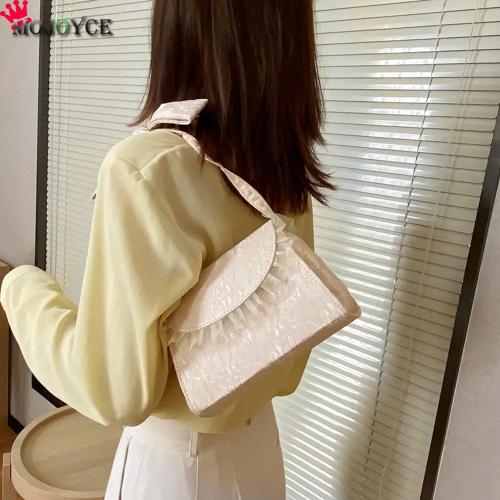 

Elegant Lace Mesh Women Shoulder Bag Korean Bow PU Lady Chain Crossbody Handbags Vintage Crossbody Bags for Women Birthday Gifts