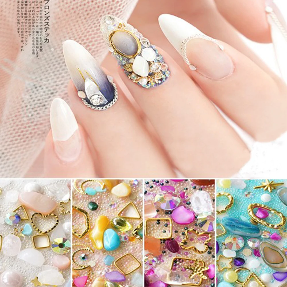 1 коробка смешанный цветной дизайн ногтей Стразы океан штормы Стиль 3D микро дрель