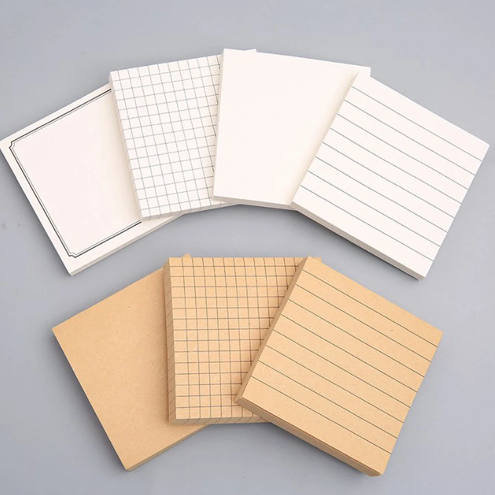 

80pcs Blank Horizontal Grid Memo Pads Simple Scrapbook Sticker School Supplies Post High Quality Sticky Notes Office Stationery