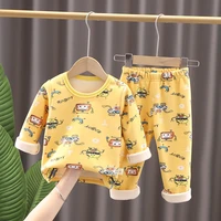 childrens pajamas pajamas set autumn and winter new printing and velvet childrens home service thermal underwear