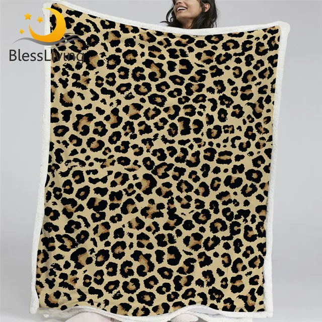BlessLiving Leopard Pattern Bed Blanket Stylish Soft Blanket Microfiber Bedding Purple Red Yellow Throw Blanket Dropship 150x200 1