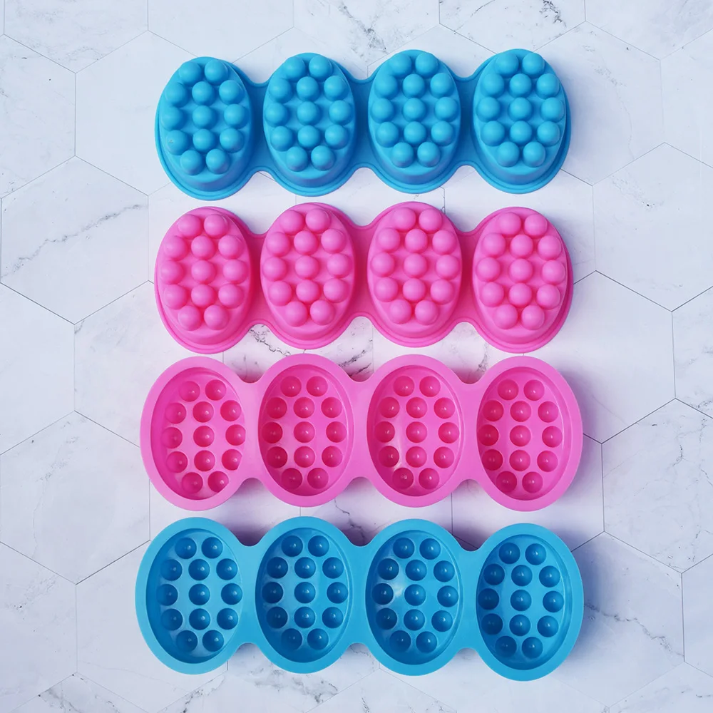 

4 Compartment Silicone Soap Mold Massage Bar Soap making Tool With Single-hole Moulds
