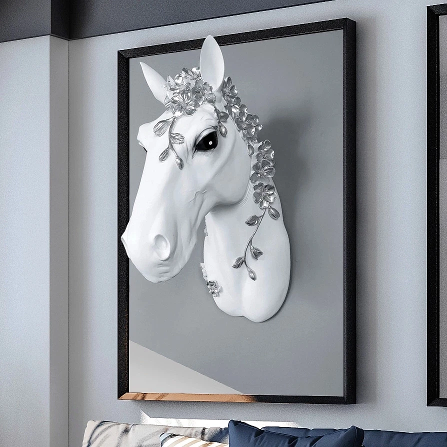 

Home Decor Horse Statue Wall Sculpture Decoration Animal Figurine Living Room Decorations Modern Decorative Resin Statues