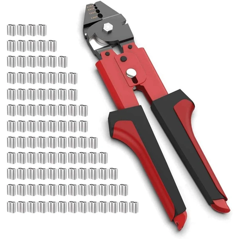 

Wire Crimping Tool Hand Crimper 0.1Mm-2.2Mm Fishing Crimping Pliers With 100PCS Double Ferrule Crimping Loop Sleeves Kit