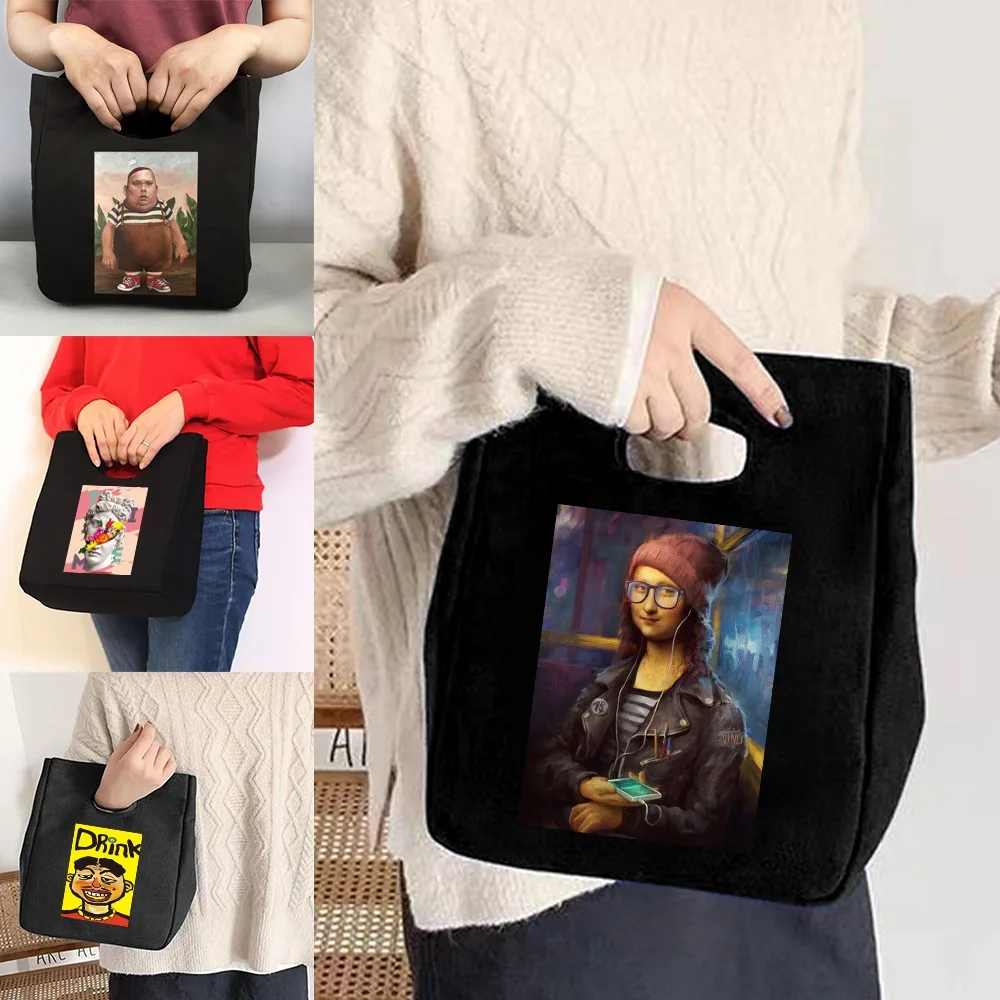 

Tote Canvas Portable Thermal Lunch Bag,2022new Folding Eco Shopper Storage Bags,Women Bag Anime Funny Print Shoulder Cloth Bag