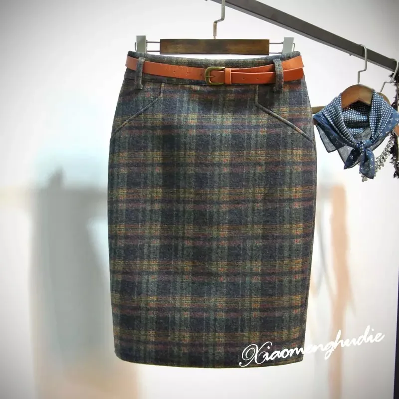 Русская женская элегантная облегающая клетчатая прямая юбка Повседневная