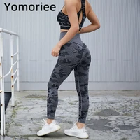 women yoga pants gym sport workout running training tights high waist butt lifting tummy control camouflage trousers yomoriee