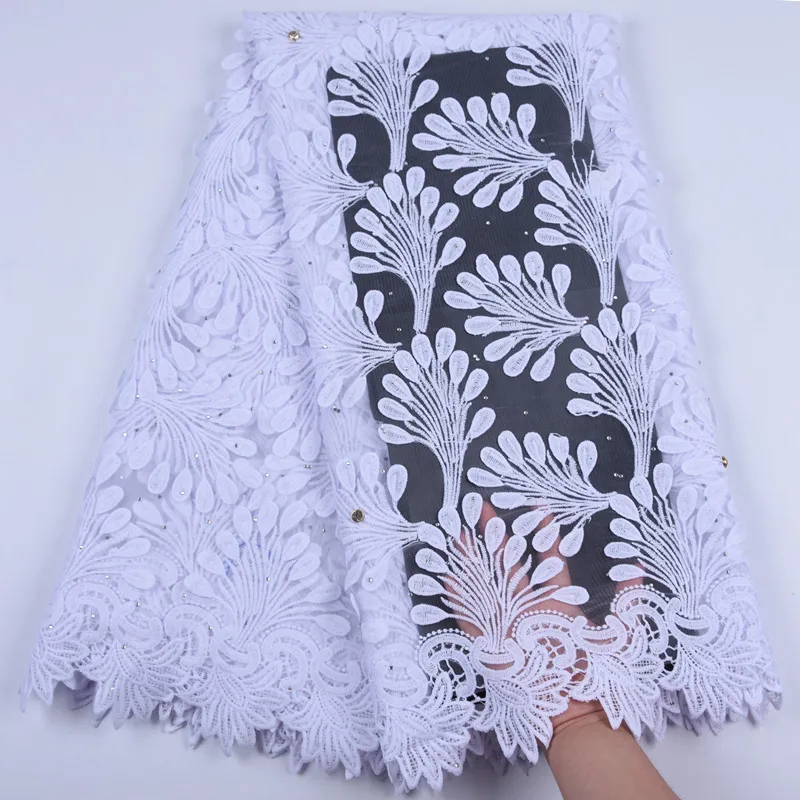 Персиковая молочная шелковая нигерийская кружевная ткань с аппликацией