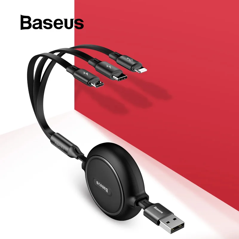Baseus 3 в 1 USB кабель для iPhone XR XS Max 8 7 usb type C кабель 2A Быстрая зарядка Micro USB кабель портативное зарядное устройство кабель для передачи данных