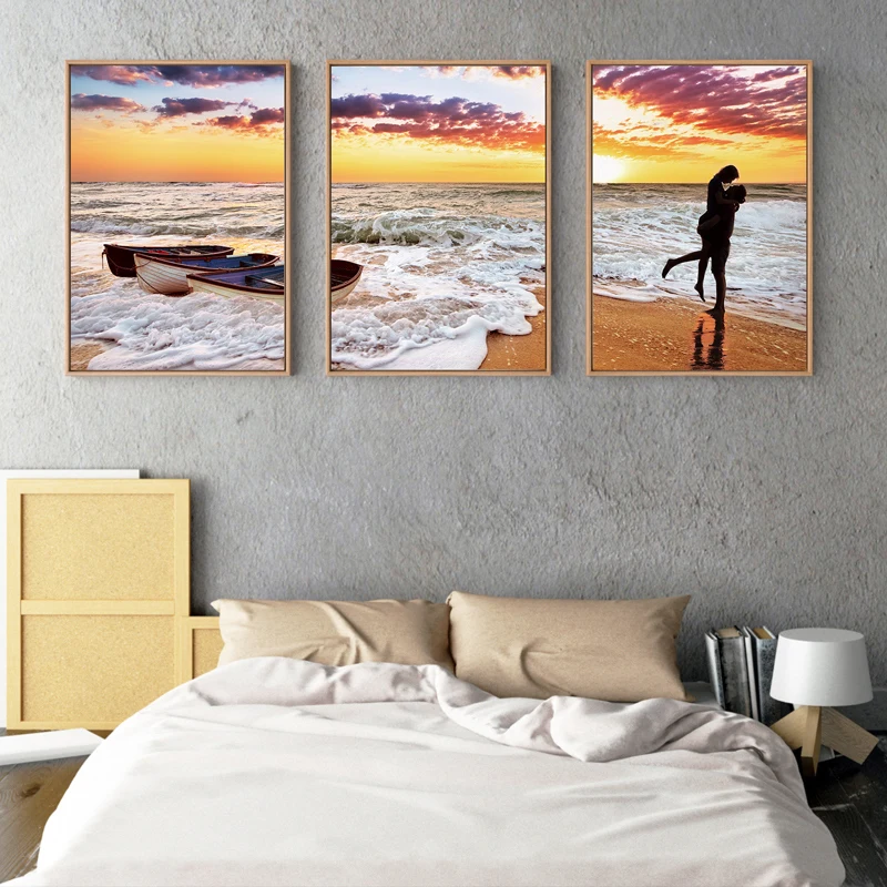 Приморские пары в скандинавском стиле настенный художественный холст
