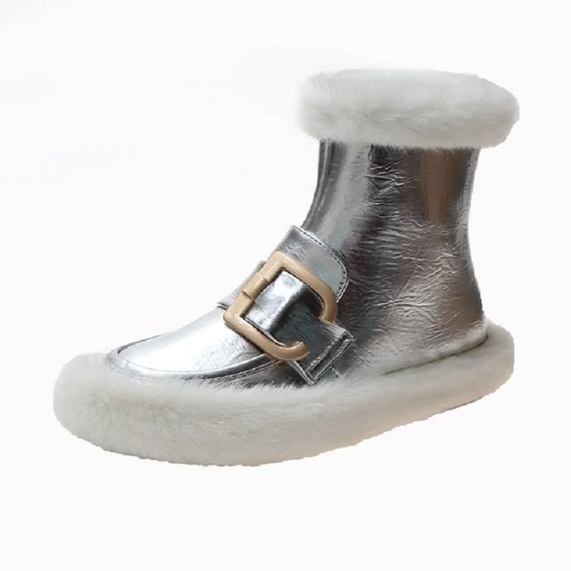 

Winter new lamb fur snow boots women short tube plus velvet women boots cotton shoes women's winter flat bottom plus velvet
