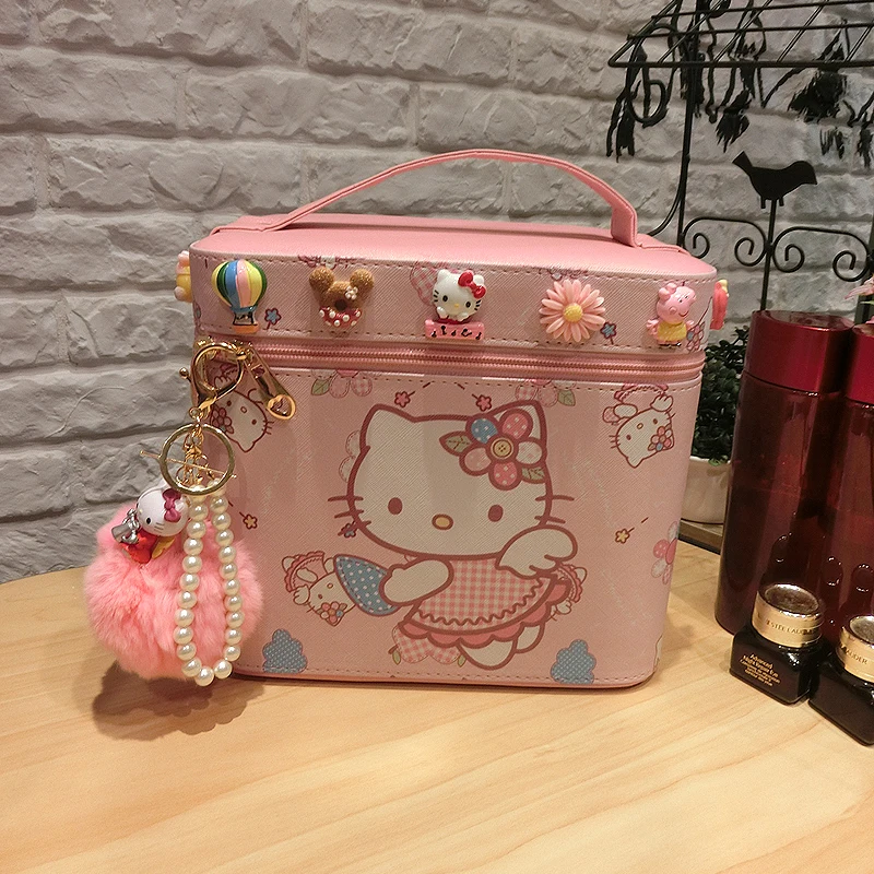 Милый котенок Doraemon косметический Органайзер PU мультфильм макияж органайзер для хранения мелочей ящики коробки для безделушек розовый ящик для хранения игрушечная коробка