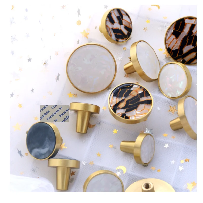 10 шт. круглые сплошные латунные ручки для шкафов и ящиков|Ручки шкафов| |