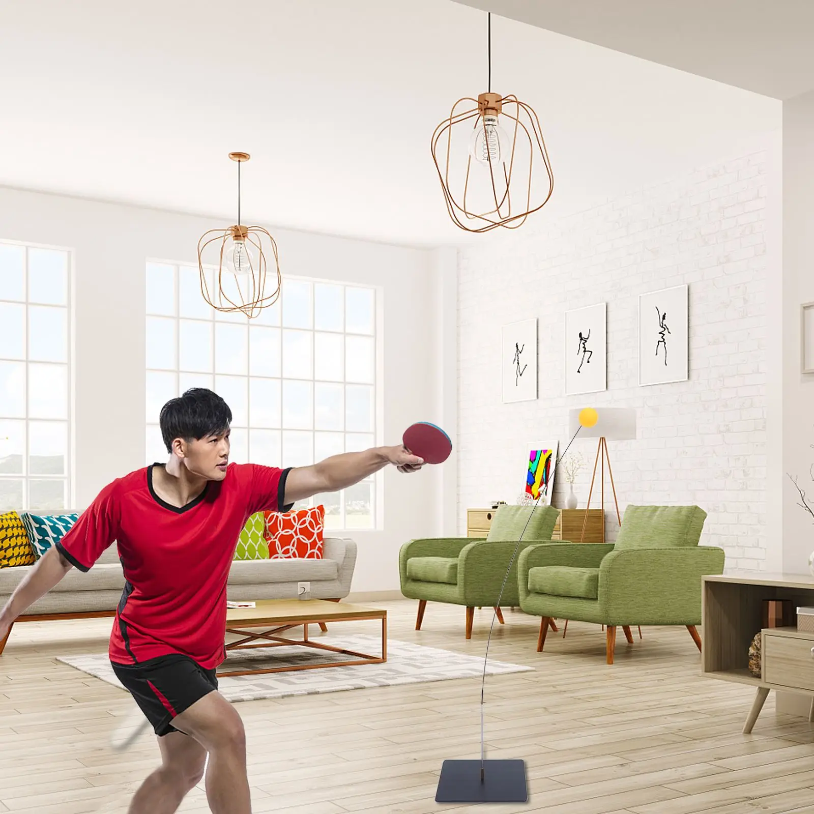 

1 Set Table Tennis Device Elastic Shaft Table Tennis Kit Household Racket Game Movement Practical Training Kit For Beginner