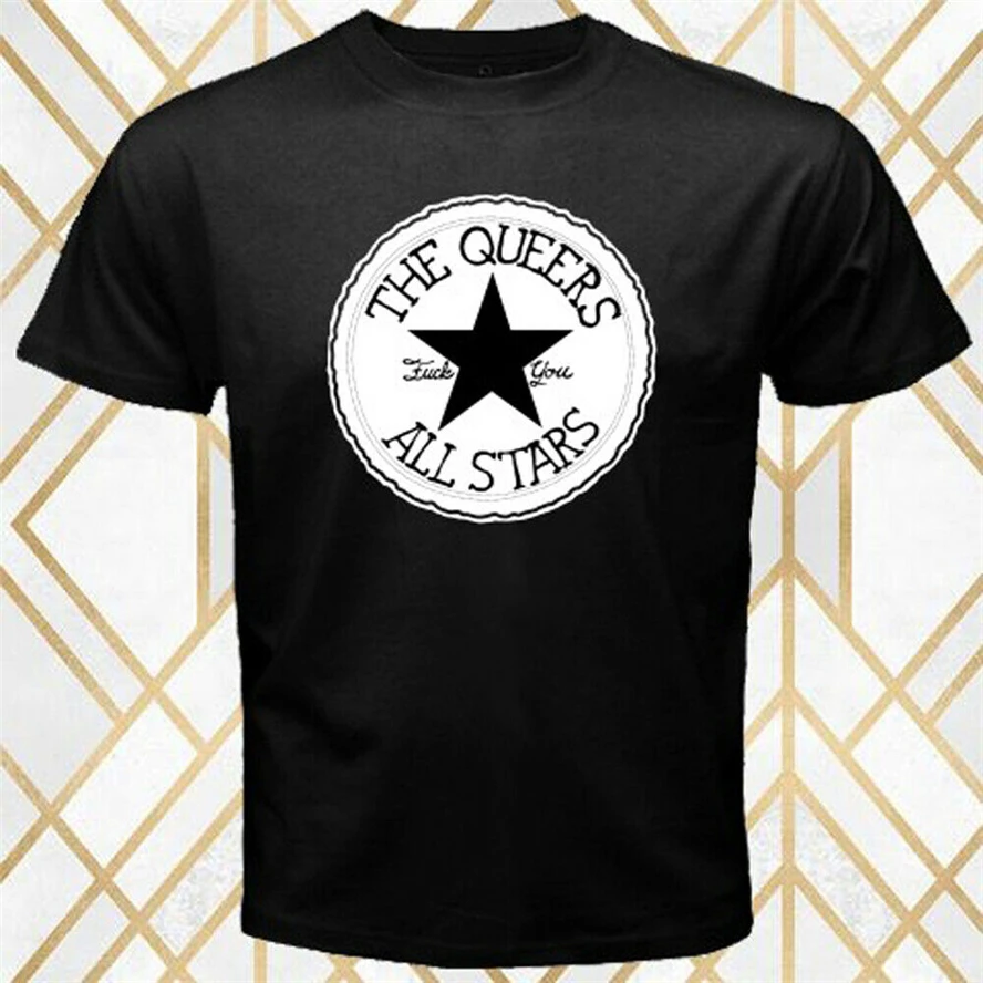 The Queers All звезда логотип мужская Черная Футболка размер S-3Xl хлопковая футболка с