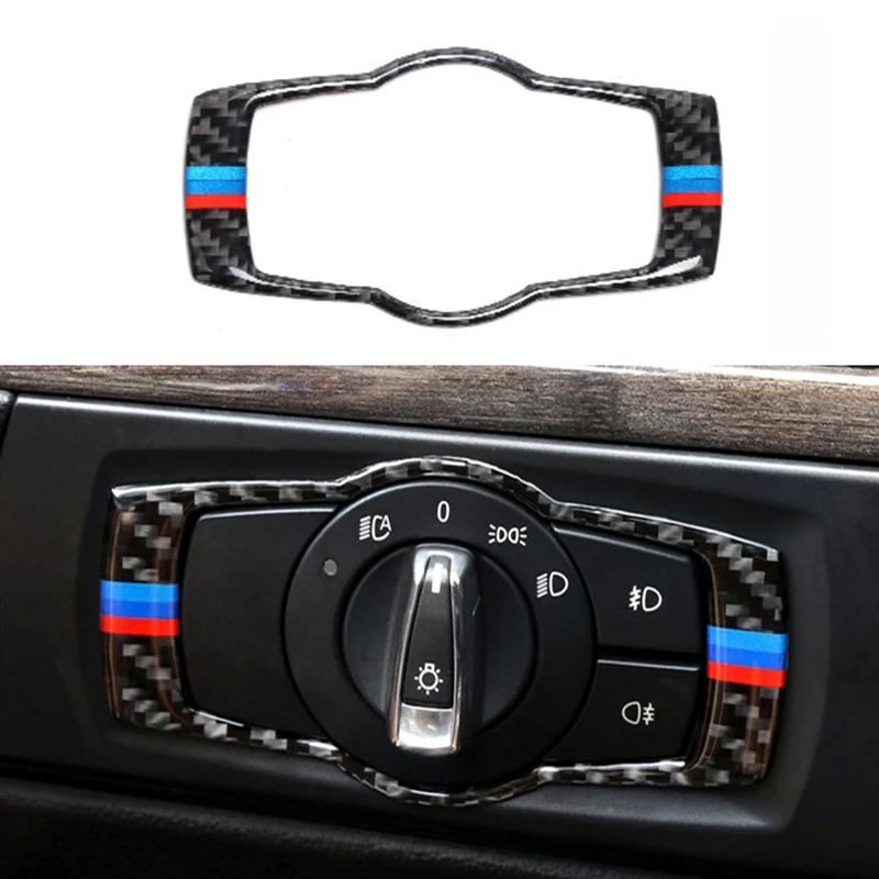 

For BMW E90 E92 E93 3 Series Carbon Fiber Car Interior Headlamp Switch Frame Covers Stickers High-quality Auto Car Accessories