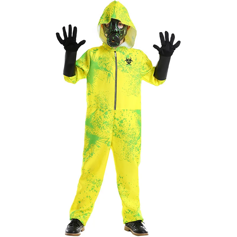 

Kids Girls Boys Virologist Infected Zombie Cosplay Costume Biohazard Protective Radiation Jumpsuit Halloween Party Outfits