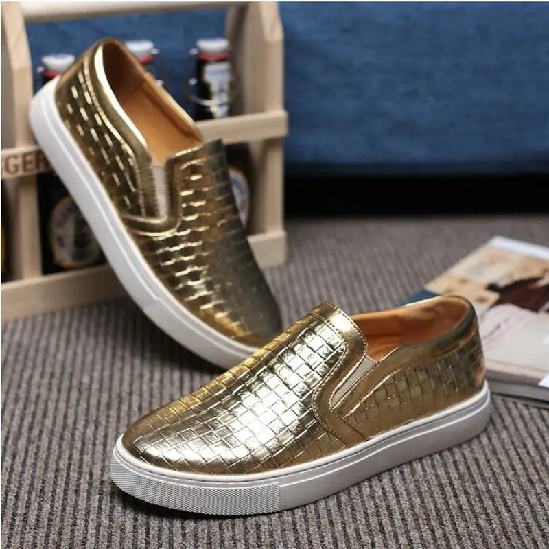 Модные мужские кроссовки Tleni лоферы золотистые серебристые туфли для ночного