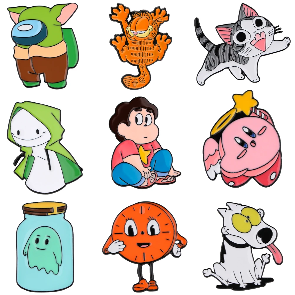 

K3563 Anime Ghost Cartoon Miss Minutes Metal Enamel Pins and Brooches for Lapel Pin Backpack Bags Cat Badge Collection Gifts