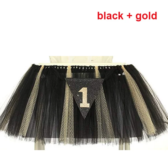 black gold Декоративная пачка для детского душа, фатиновая накидка на стул для мальчиков и девочек, милые вечерние скатерти, романтическая юбка на день рождения - Цвет: black gold