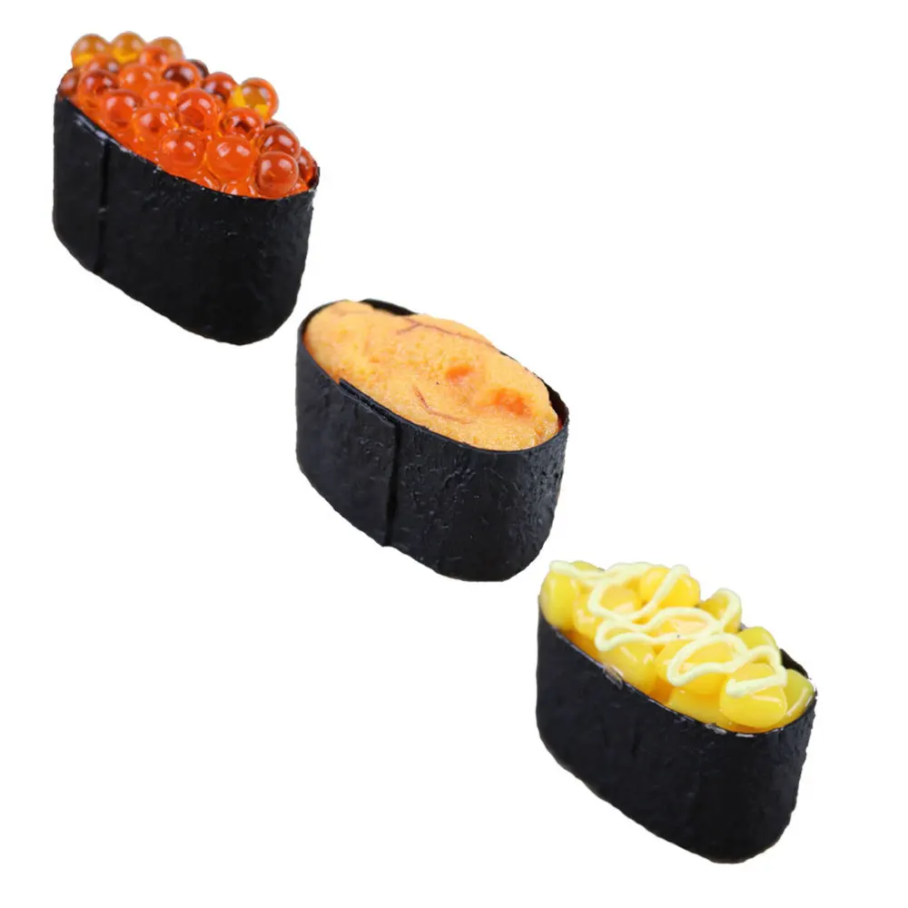 

1PC Simulated Sushi Model Play House Food Interactive Toys Vivid Photo Props for Home Shop School (Corn Sushi)
