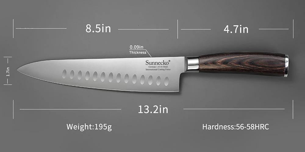 Sunnecko Профессиональный 8," дюймовый нож шеф-повара кухонные ножи santoku Подарочная коробка пакет немецкий 14116 сталь шеф-повара инструмент для приготовления пищи
