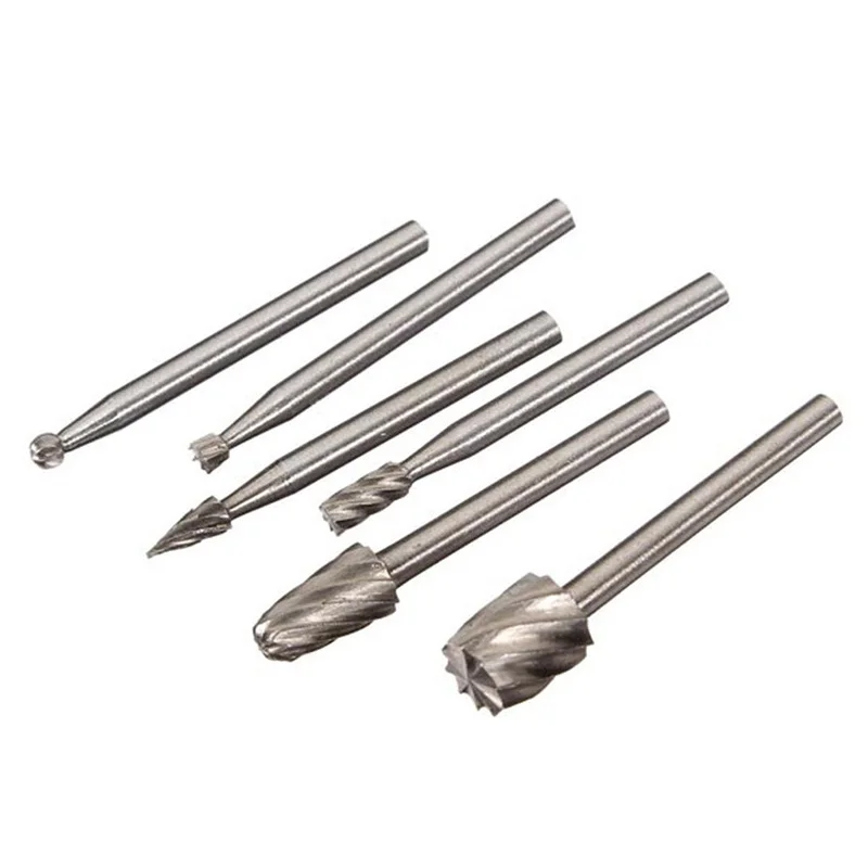 

6pcs Professional Durable HSS High Speed Steel Rotary Cutter Files Grinding Engraving Drilling Bit Hand Tool Set for Woodworking