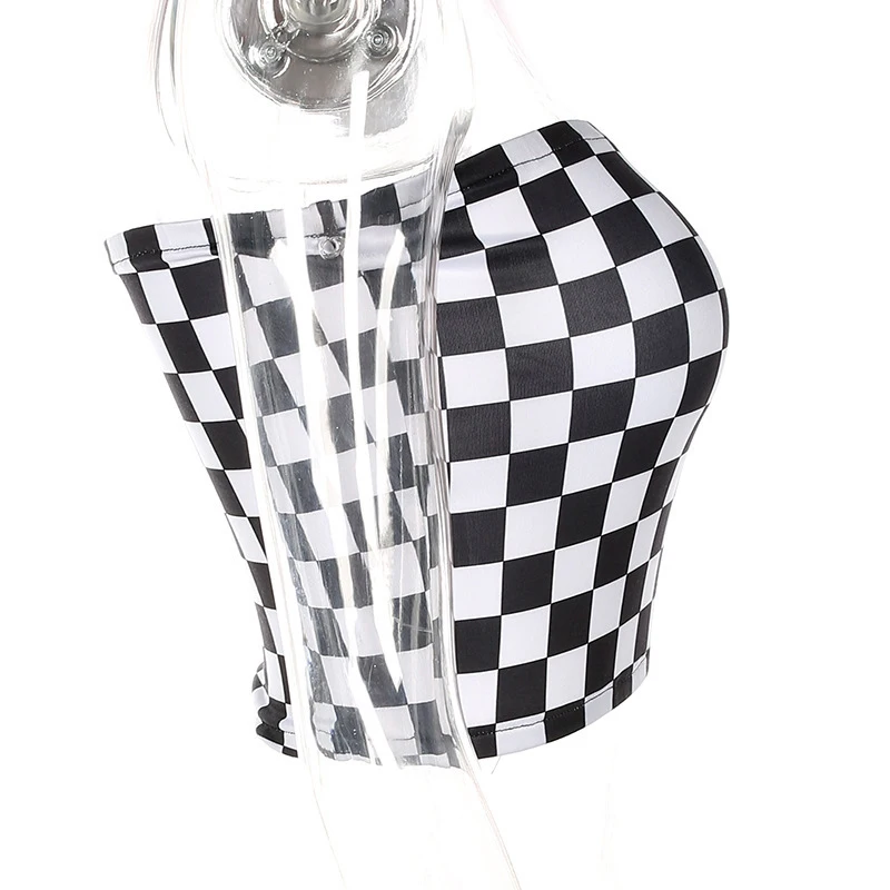 

Plaid Tight Tube Top Women's Sexy Short Strapless Camis Woman's Fashion Chic Streetwear Tank Tops Woman Summer 2021