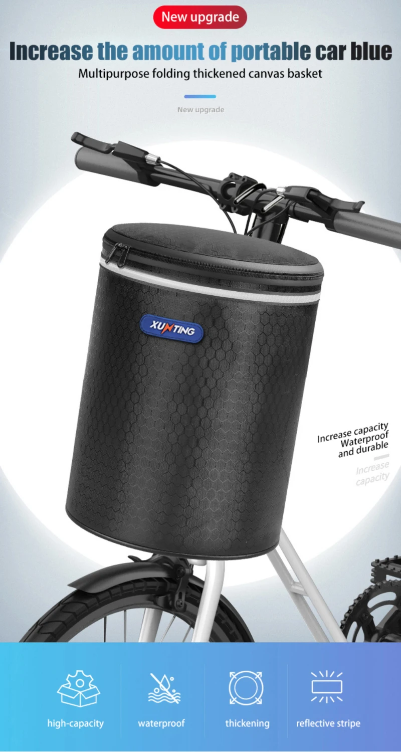 

Waterproof Folding Bicycle Basket Electric Bike Basket Handlebar Baskets For Mountain Bikes Road Bikes Bike Accessories