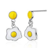 kofsac new fashion 925 sterling silver earring women chic cute cartoon yellow poached egg earrings for girl student party gifts