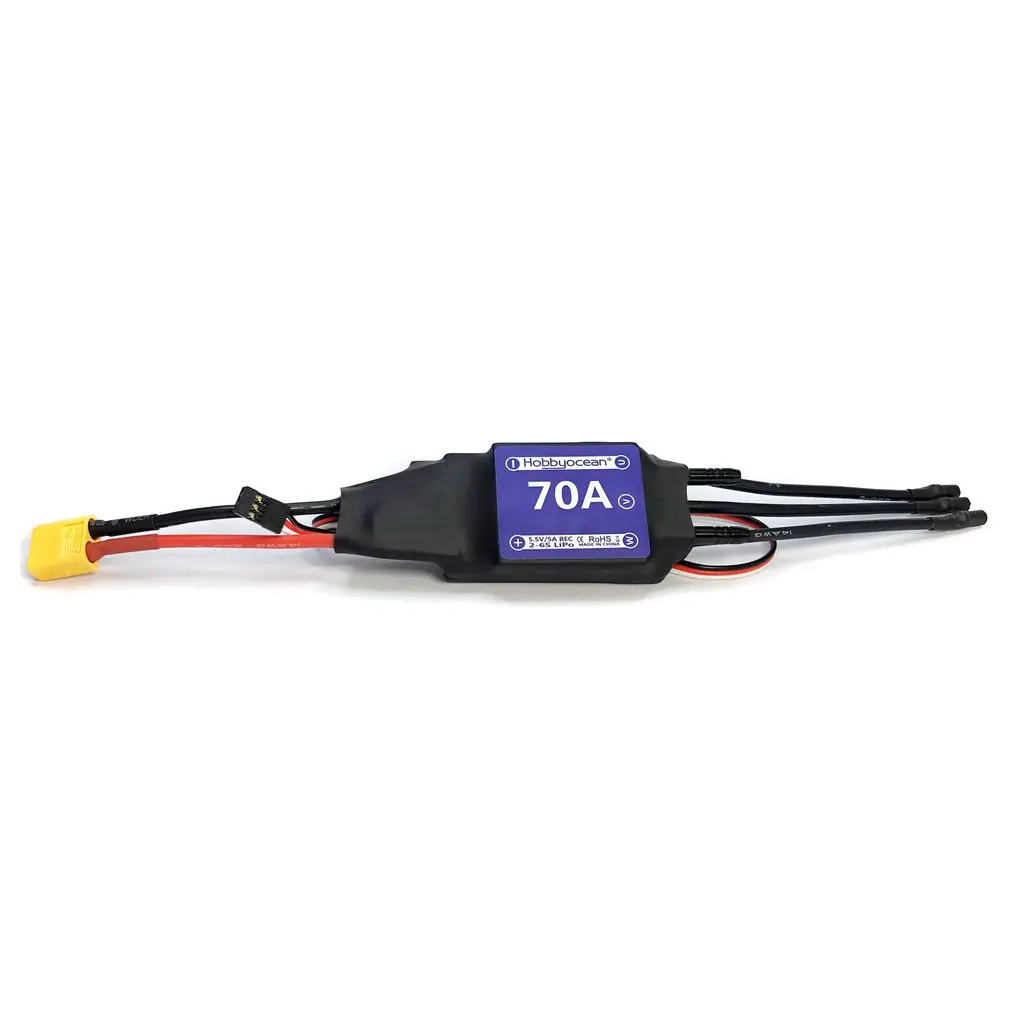 

Лодка с дистанционным управлением ESC Hobbyocean TigerShark 70A Бесщеточный Регулятор скорости ESC совместимый с 2-6S Lipo BEC 5,5 V / 5A