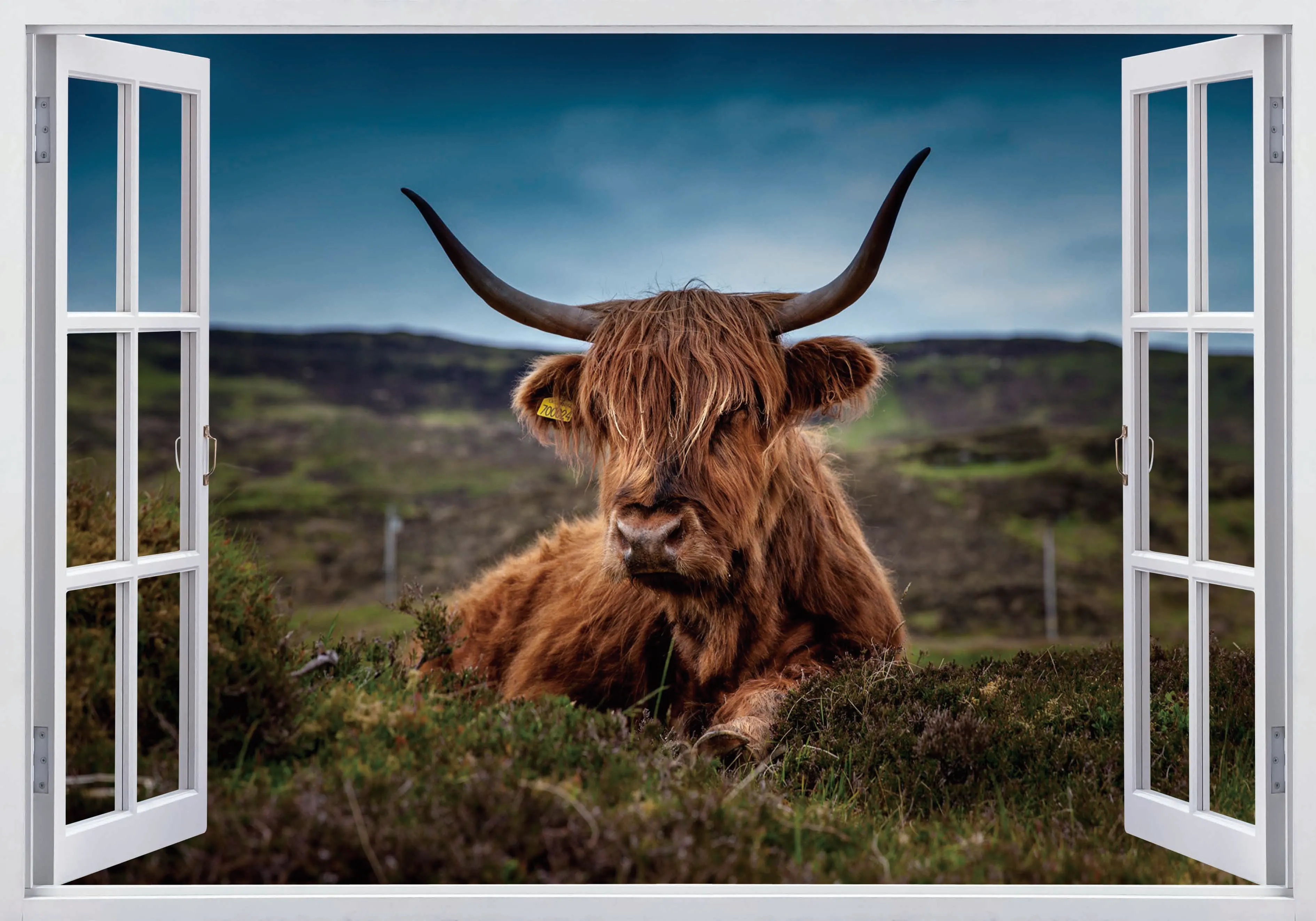 Оптовая продажа оконной рамы корова лежит окна настенные виниловые Спальня