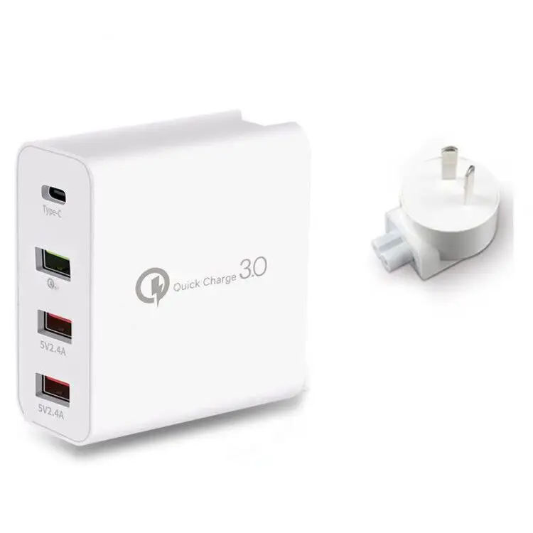 Австралия (AU) 48 Вт 4 порта зарядное устройство Тип C qc3.0 type-c USB зарядное устройство для samsung iPhone huawei QC 3,0 быстрое настенное зарядное устройство США ЕС Великобритания австралийская штепсельная розетка - Тип штекера: Австралия (AU)