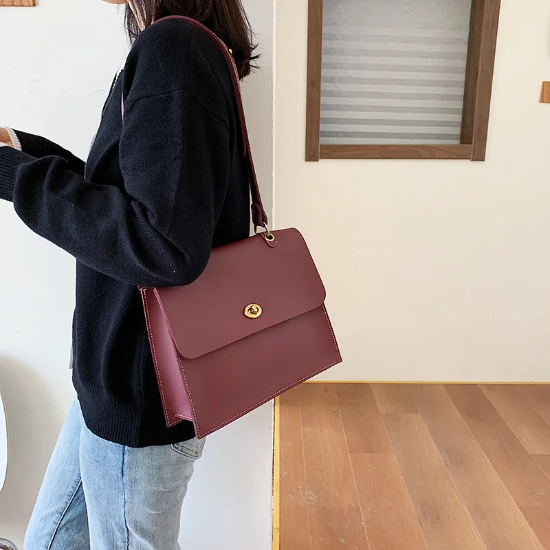 Модные женские сумки однотонные Большие на плечо Повседневные Классические