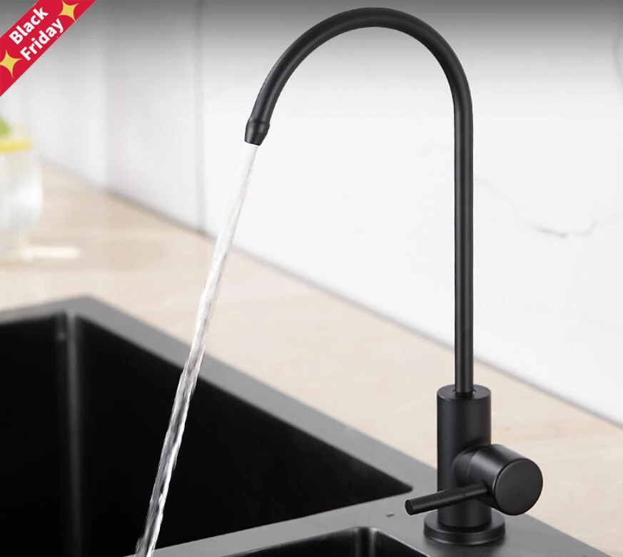 

matte black Drinking Water Filter Tap 304 Stainless Steel RO Faucet Purify System Reverse Osmosis robinet cuisine torneira KF09