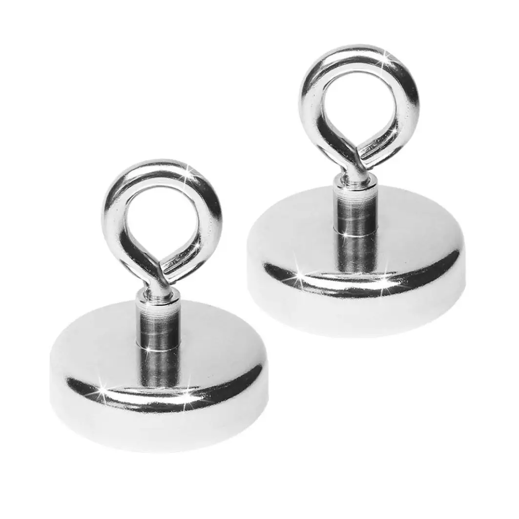 

D36mm-41kg Strong Neodymium Magnet Salvage Magnet Deep Sea Fishing Magnets Holder Pulling Mounting Pot with Ring Eyebolt