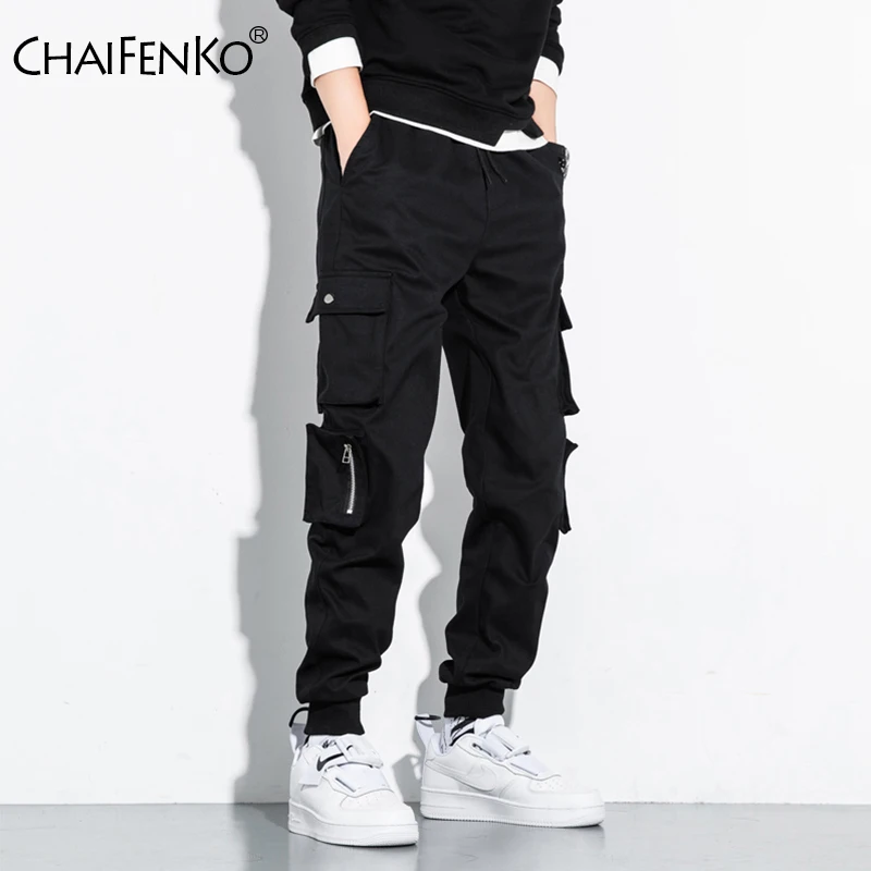 

CHAIFENKO Hip Hop Cargo Pants Men Fashion Harajuku Harem Pant Streetwear Casual Joggers Multi-Pocket Tie feet Men Pant M-8XL