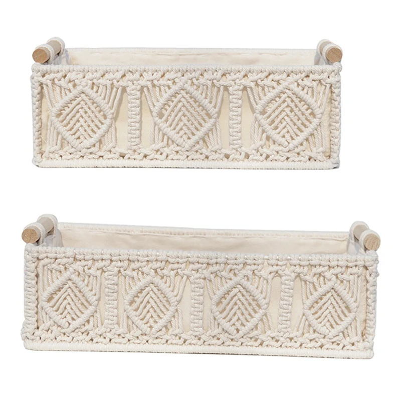 

Корзины для хранения макраме, декоративные плетеные декоративные корзины ручной работы в стиле бохо для столешницы, шкафа, органайзер для с...