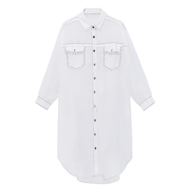 

2021 Spring Summer New Ladies Sun Protection Shirt Women See-through Long Irregular Design Tops Fashion Loose Slimming Blouses