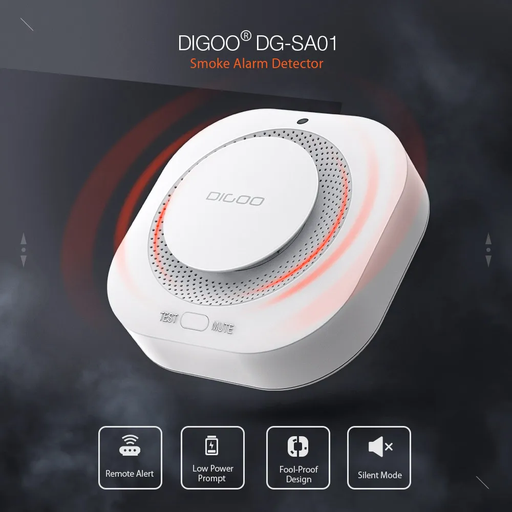 DIGOO DG SA01 детектор дыма независимый фотоэлектрический датчик Дистанционное