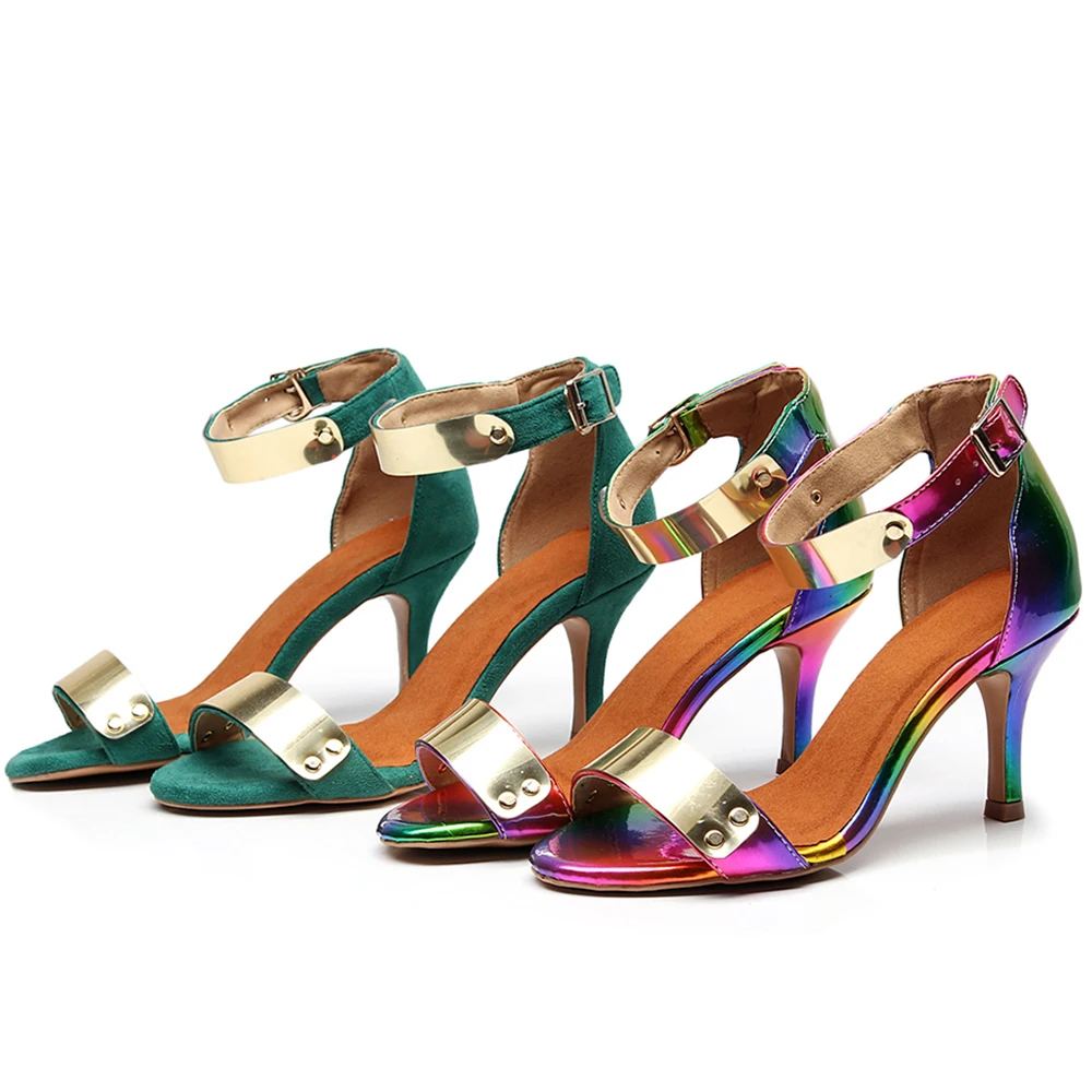 Женские туфли для латиноамериканских танцев DKZSYIM зеленые бальных Танго/сальсы