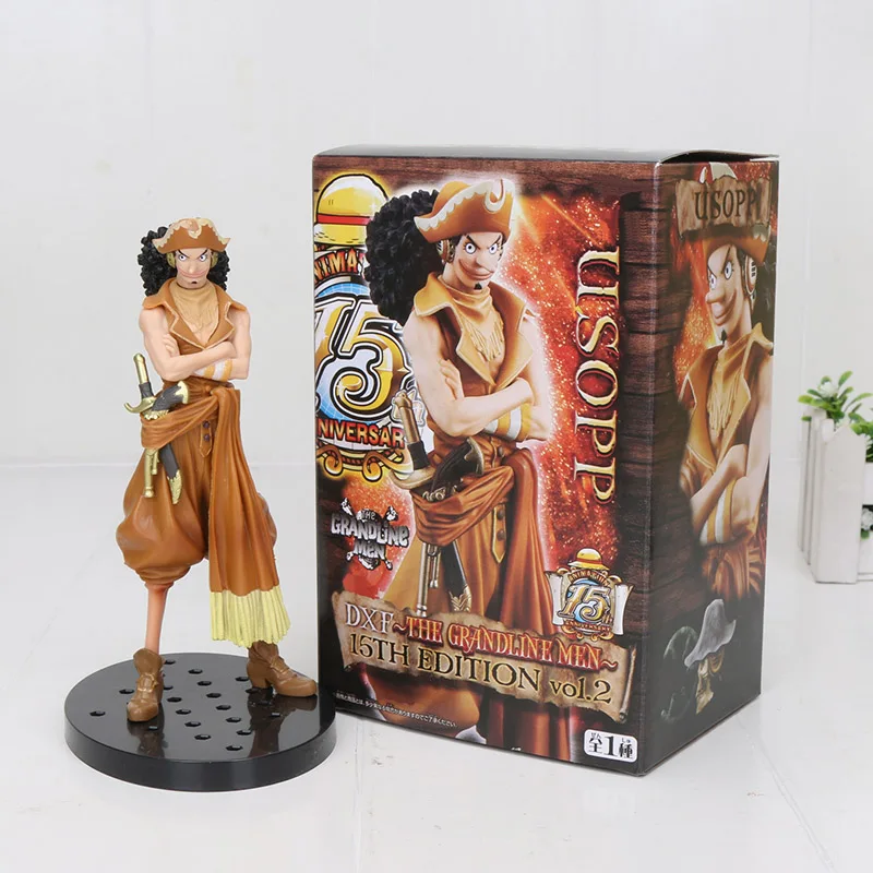 usopp with box Одна деталь аниме 15-летие одна деталь фигурка Луффи Нами Зоро Санджи Зоро Usopp Нико Брук франки модель аниме фигурка игрушки - Цвет: usopp with box