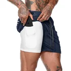 Мужские брендовые шорты для бега, быстросохнущие спортивные шорты для спортзала для фитнеса, бодибилдинга, тренировок, встроенные короткие брюки с карманами