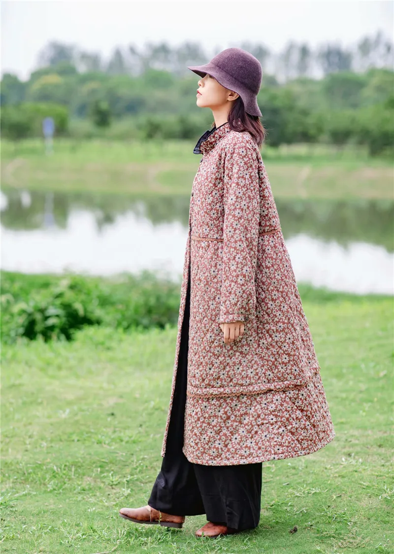 Платье с длинными рукавами в национальном стиле сезон осень зима Новинка