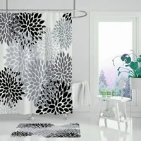 2020 popular abstract plant bathroom curtain printing polyester waterproof shower curtain