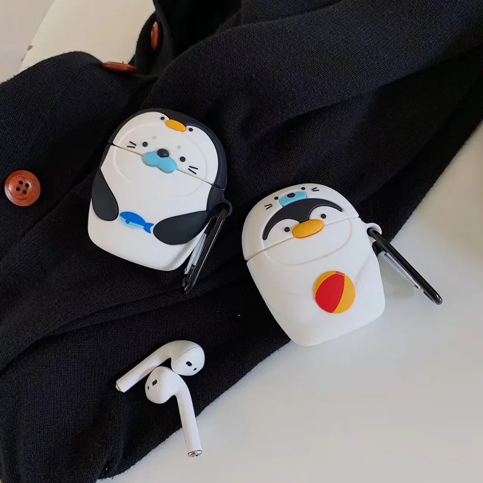 3D чехол для наушников s для AirPods, силиконовый чехол с милой собачкой из мультфильма, чехол для Apple Air pods 2, забавный чехол для наушников, кольцевой ремешок